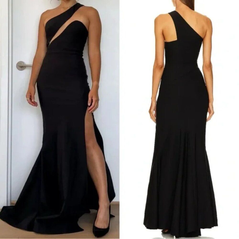 NWT Michael Costello Maxi Dress Gown Persephone One Shoulder size L